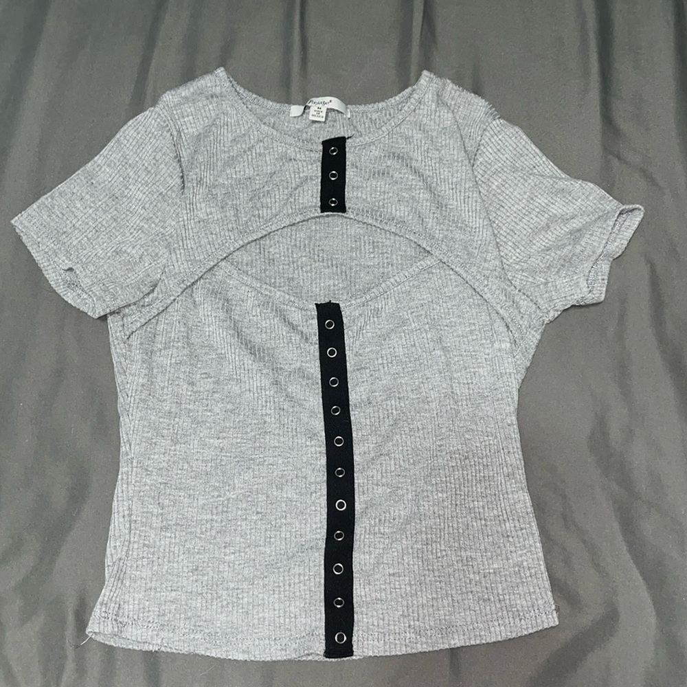 Papaya Grey open chest crop top